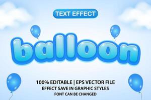 balloon 3d editable text effect vector