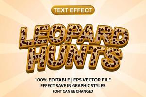 leopardo caza efecto de texto editable 3d vector