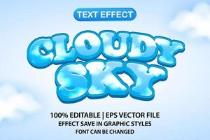 efecto de texto editable 3d cielo nublado vector