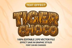 efecto de texto editable 3d tiger choco vector