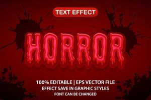 efecto de texto editable 3d de terror vector