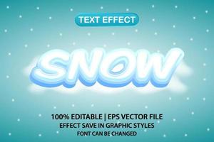 efecto de texto editable 3d de nieve vector