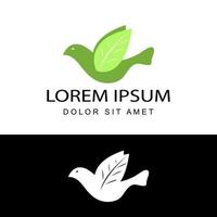 green leaf bird logo template design vector in isolated white background