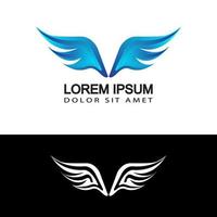 modern blue wings logo template design vector in isolated background