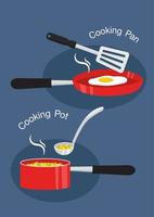 Cooking pot and pan flat icon style vector