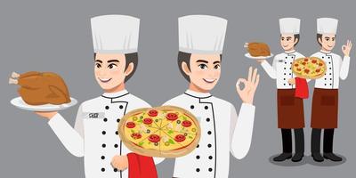 Professional Chef working character vector design, with different poses vector illustration cartoon character