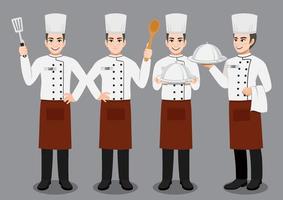 Professional Chef working character vector design, with different poses vector illustration cartoon character