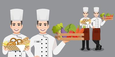 Professional Chef working character vector design, with different poses vector illustration cartoon character