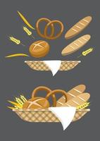 Bread vector and bread basket flat icon style vector