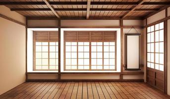 sala zen estilo japonés. Representación 3d foto