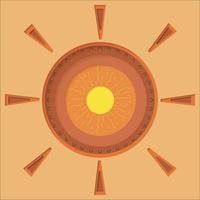 the sun in the section. paper cut texture vector