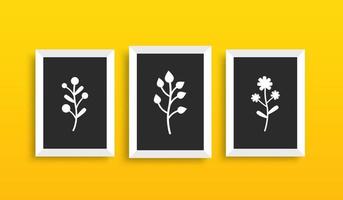 Photo frames collection mockup on yellow wall, Empty poster template for your design prints, isolated. vector