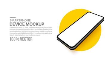 Realistic 3d smartphone mockup with blank screen for app development and UX UI design, Isolated cellphone for presentation templates vector