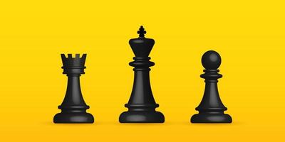 Realistic chess on yellow background, business strategy and management concept vector
