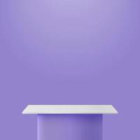 Stand de ilustración de vector de podio sobre fondo púrpura, escenario de podio para presentación o anuncio