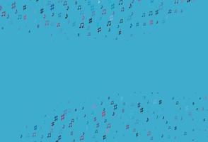 Light Blue, Red vector texture with musical notes.