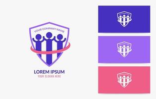 trabajo en equipo empresarial y logotipo de la comunidad, concepto de logotipo de redes sociales vector