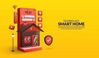 Smart home technology concept,  electronics device controlled of home automation system, Internet of things technology connections by Smart phone vector