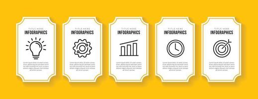 diseño de plantilla de infografía de flujo de trabajo de impresión con 5 opciones, concepto de visualización de datos de línea de tiempo empresarial vector