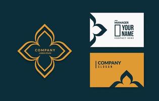 Minimal thai pattern logo design with luxury business card template vector