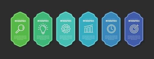 Business infographic template with 6 options, data visualization concept in minimal style vector