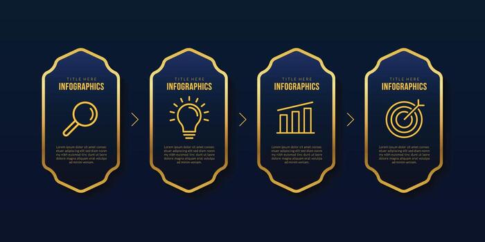 Luxury infographic template with 4 options, Business timeline data visualization concept vector