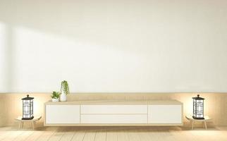 gabinete de madera en blanco estilo de habitación interior vacía, representación 3d