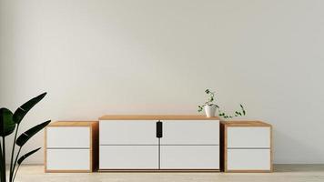 Mueble en habitación vacía moderna estilo japonés, diseños minimalistas. Representación 3d foto