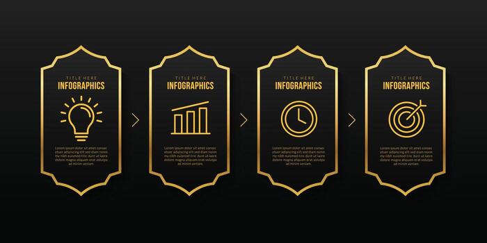Luxury infographic template with 4 options, Business timeline data visualization concept vector