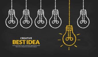 Think different and Stand out from the crowd concept, Creative ideas with one glowing light bulb background vector