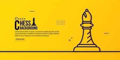 Chess bishop linear illustration on yellow background, concept of business strategy and management vector