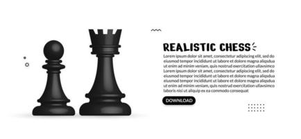Realistic 3d chess on white background, concept of business strategy and management vector