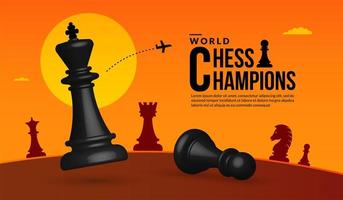Fondo de competencia de batalla de ajedrez 3D, concepto de estrategia y gestión empresarial