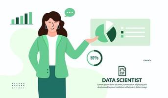 Data scientist analyzing and researching business data vector