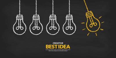 Think different and Stand out from the crowd concept, Creative ideas with one glowing light bulb background vector