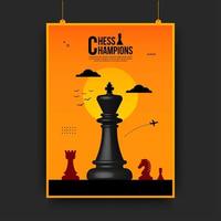 Chess battle competition flyer, concept of business strategy and management vector