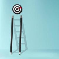 Pencil with ladder shadow of success concept, Stair of business challenge to be achievement the goal vector