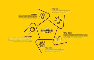 Business workflow infographic template design with 5 options, Business timeline data visualization concept, Thin line icons design on yellow background vector