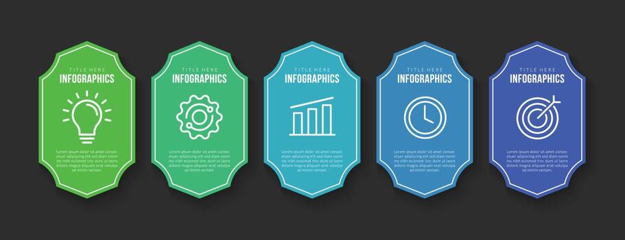 PrintBusiness workflow infographic template design with 5 options, Business timeline data visualization concept vector