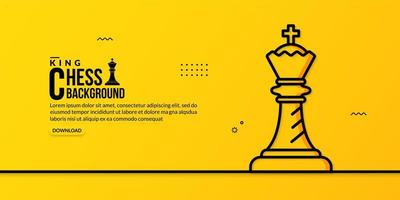 Ilustración lineal del rey del ajedrez sobre fondo amarillo, concepto de estrategia y gestión empresarial vector