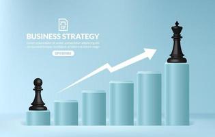 Chess climbing up stairs to reach a business target, Ladder of business successs, concept of business strategy and management vector