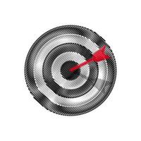 Dart board in scribble effect style, Target icon on white background, Arrow hitting the center of target business concept vector