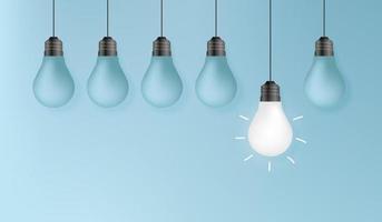 Creative idea concept background, Think different concept, Outstanding light bulb on blue wall vector