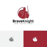 Brave Sword Knight Spartan Soldier Warrior Armour Mascot Logo vector