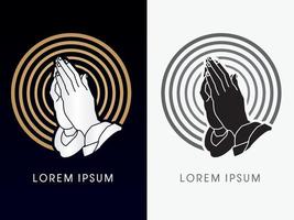 Silhouette Hand Pray Vector