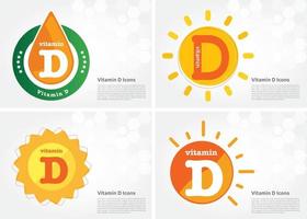 Vitamin D icon Drop collection set, cholecalciferol. golden drop Vitamin complex drop. Medical for heath Vector illustration