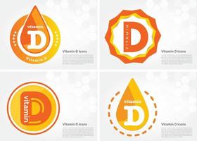 Vitamin D icon Drop collection set, cholecalciferol. golden drop Vitamin complex drop. Medical for heath Vector illustration