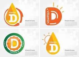 Vitamin D icon Drop collection set, cholecalciferol. golden drop Vitamin complex drop. Medical for heath Vector illustration