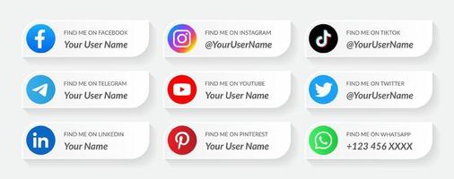 Modern social media lower third icons collection template vector