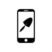 Phone with flat trowel icon symbol for app and web vector